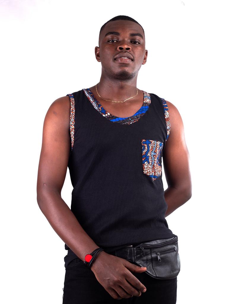 Débardeurs homme imprimé africain (Noir/Bleu)