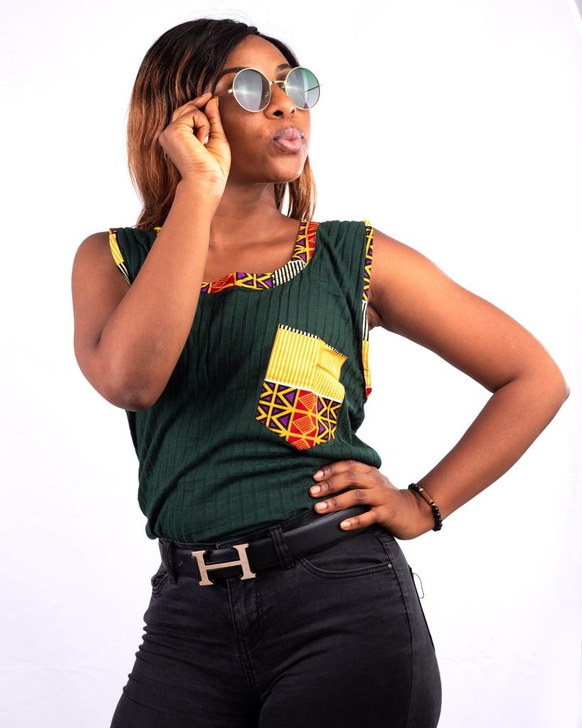 Débardeurs femmes imprimé africain (vert/jaune)