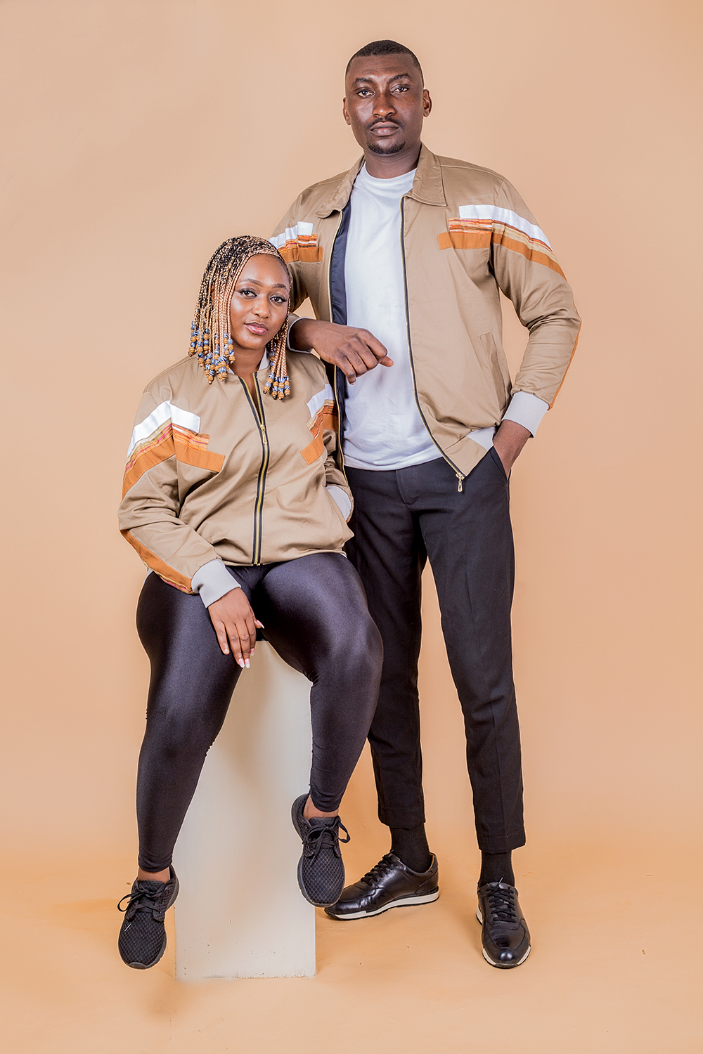 Bomber Geome homme(Marron Kaki Blanc)